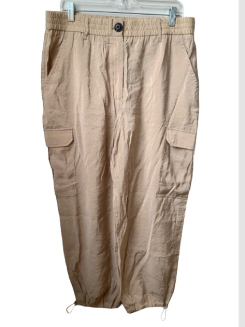 JOIE Women’s Khaki Tan Crinkle Modal Blend Cargo Jogger Pants
